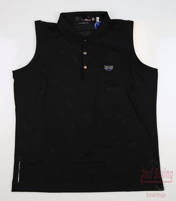 New W/ Logo Womens Ralph Lauren RLX Sleeveless Polo Large L Black MSRP $90