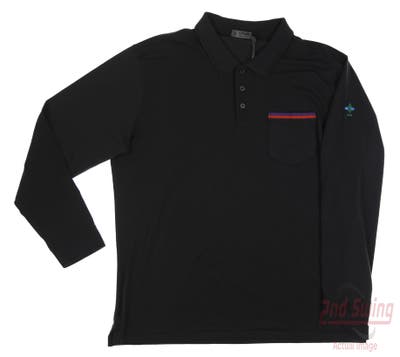 New W/ Logo Mens G-Fore Golf Long Sleeve Polo X-Large XL Black MSRP $155