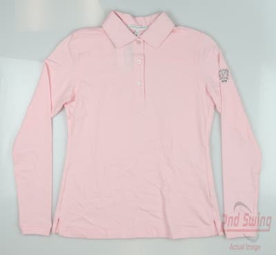 New W/ Logo Womens Fairway & Greene Jeni Long Sleeve Polo X-Small XS Cashmere MSRP $105
