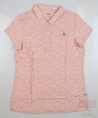 New W/ Logo Womens Puma Speckle Polo Small S Pink MSRP $60