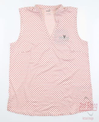 New W/ Logo Womens Puma Cloudspun Speckle Sleeveless Polo Small S Pink MSRP $55