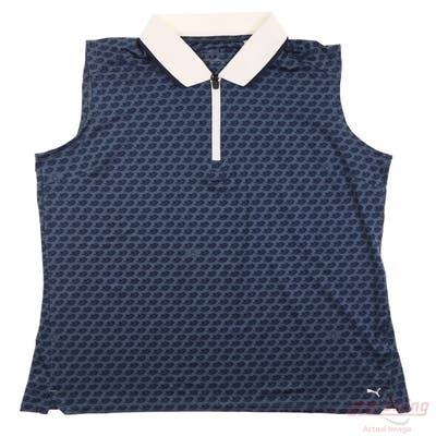 New Womens Puma Mattr Love/H8 Sleeveless Polo Small S Navy Blazer MSRP $60