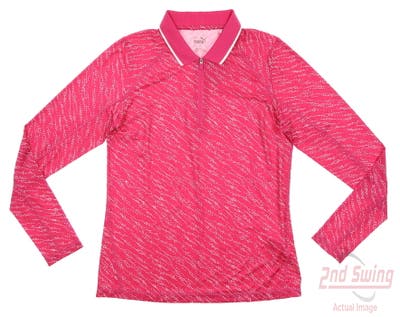 New Womens Puma Youv Stillwater Long Sleeve Polo Small S Orchid Shadow/Bright White MSRP $65
