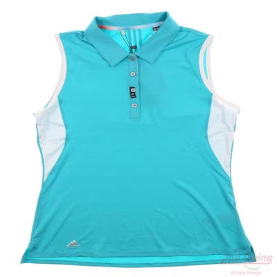 New Womens Adidas Golf Sleeveless Polo Small S Blue MSRP $55