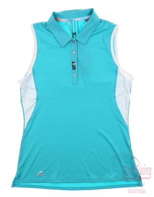 New Womens Adidas Golf Sleeveless Polo Small S Blue MSRP $55