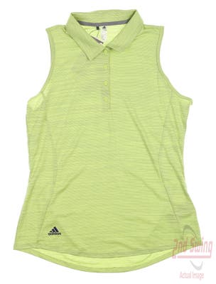 New Womens Adidas Spacedye Sleeveless Polo Large L Pulse Lime/Legacy MSRP $55