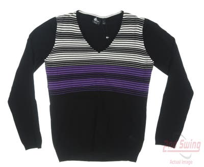 New Womens Cross Golf Sweater Large L Black Multi MSRP $90