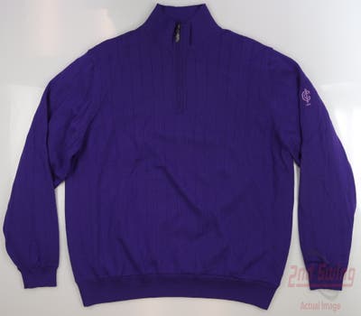 New W/ Logo Mens Bobby Jones Golf 1/4 Zip Sweater X-Large XL Purple MSRP $198