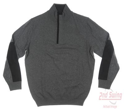 New Mens BUGATCHI Golf 1/4 Zip Sweater Medium M Charcoal MSRP $235