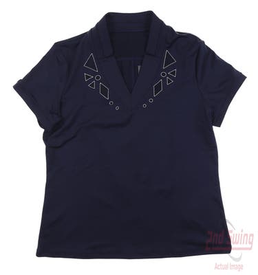 New Womens Lucky In Love Golf Polo Medium M Navy Blue MSRP $72