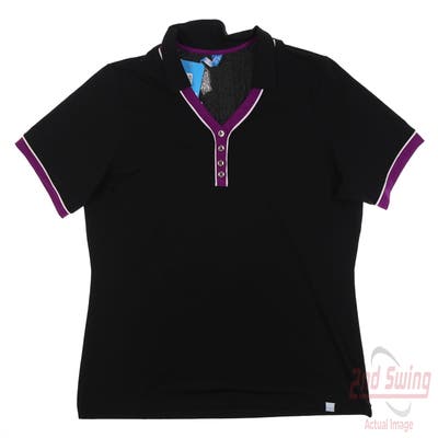 New Womens GG BLUE Golf Polo X-Large XL Black MSRP $88