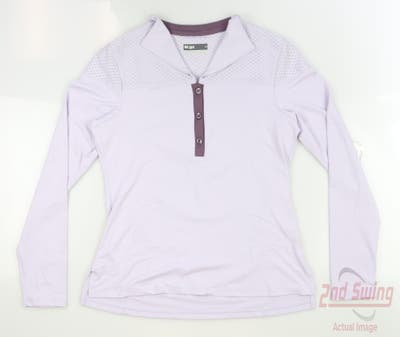 New Womens Lija Long Sleeve Golf Polo Small S Purple MSRP $110