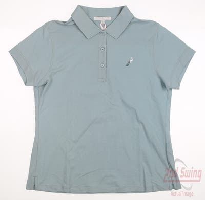 New W/ Logo Womens Fairway & Greene Reese Polo X-Small XS Silver Sage MSRP $95