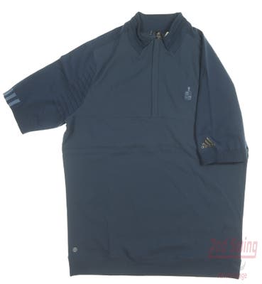 New W/ Logo Mens Adidas Golf Short Sleeve Wind Jacket Medium M Crew Navy MSRP $120