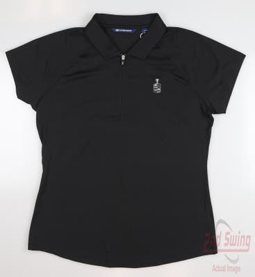 New W/ Logo Womens Cutter & Buck Golf Polo Medium M Black MSRP $70