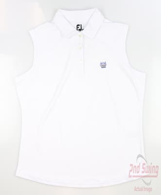 New W/ Logo Womens Footjoy Golf Sleeveless Polo Large L White MSRP $69
