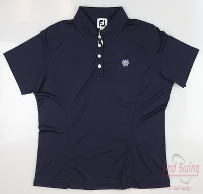 New W/ Logo Womens Footjoy Golf Polo Large L Navy Blue MSRP $69