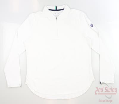 New W/ Logo Womens Peter Millar Golf 1/4 Zip Pullover Large L White MSRP $89