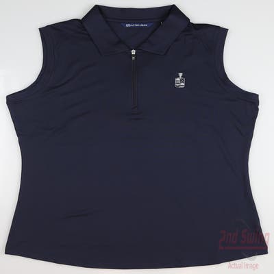 New W/ Logo Womens Cutter & Buck Sleeveless Golf Polo Medium M Navy Blue MSRP $65