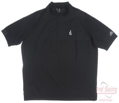 New W/ Logo Mens Adidas Golf Short Sleeve Wind Jacket Small S Black MSRP $120