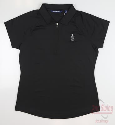 New W/ Logo Womens Cutter & Buck Golf Polo Small S Black MSRP $70