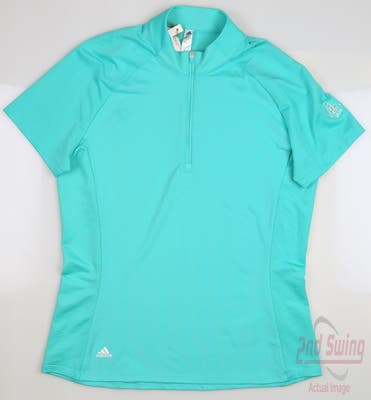 New W/ Logo Womens Adidas Golf Polo Small S Semi Mint Rush MSRP $65