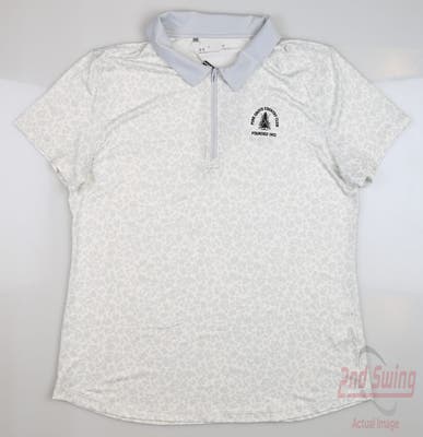 New W/ Logo Womens Under Armour Golf Polo Large L Multi White Grey MSRP $75