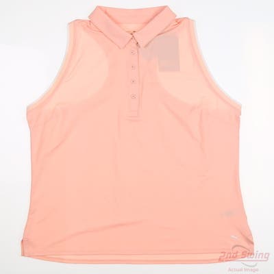 New Womens Puma Mattr Peak Sleeveless Polo Small S Rose Dust MSRP $60