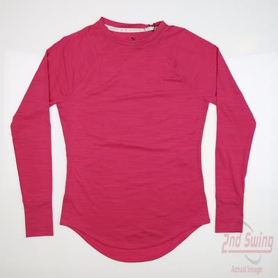 New Womens Puma Cloudspun Long Sleeve Crew Neck Small S Orchid Shadow Heather MSRP $60