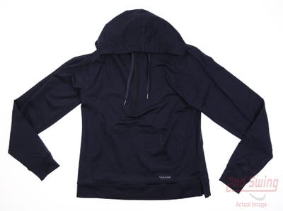 New Womens Puma Hooded Cloudspun 1/4 Zip Sweatshirt Small S Navy Blazer MSRP $85