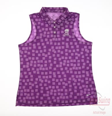 New W/ Logo Womens Nike Sleeveless Polo Large L Purple MSRP $75