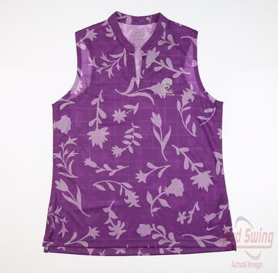 New W/ Logo Womens Nike Sleeveless Polo Small S Purple MSRP $70