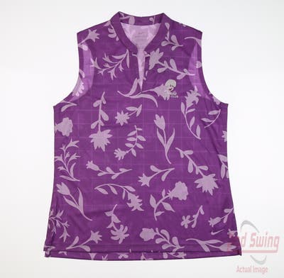 New W/ Logo Womens Nike Sleeveless Polo Large L Purple MSRP $70