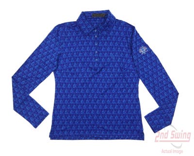 New W/ Logo Womens G-Fore Golf Long Sleeve Polo X-Small XS Blue MSRP $125