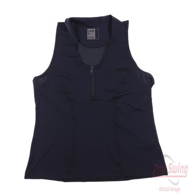 New Womens Lucky In Love Golf Sleeveless Polo Large L Navy Blue MSRP $72