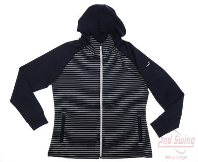 New W/ Logo Womens Footjoy Golf Full Zip Sweatshirt Large L Navy Blue MSRP $125