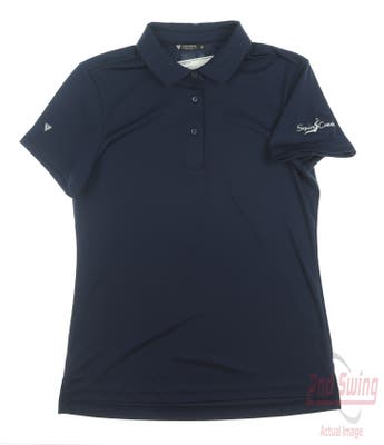 New W/ Logo Womens Level Wear Golf Polo Large L Navy Blue MSRP $50