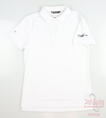 New W/ Logo Womens Level Wear Golf Polo Small S White MSRP $50