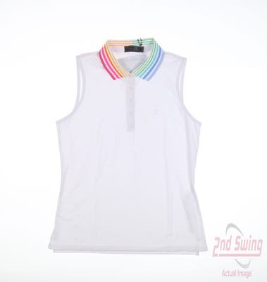 New Womens G-Fore Sleeveless Polo Small S White MSRP $129