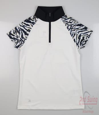 New Womens Daily Sports Polo Medium M White MSRP $118