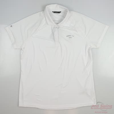 New W/ Logo Womens Level Wear Balsam Polo X-Large XL White MSRP $70