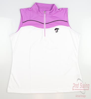 New W/ Logo Womens EP NY Zip Mock Sleeveless Polo X-Large XL Purple MSRP $80