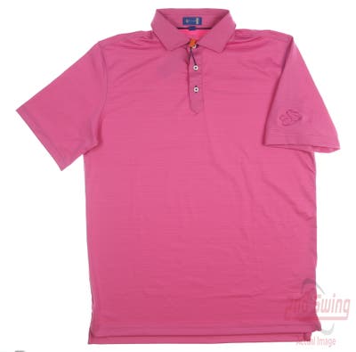 New W/ Logo Mens Stitch Atlantic Polo Medium M Pink MSRP $98