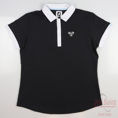 New W/ Logo Womens Footjoy Golf Polo Medium M Black MSRP $75