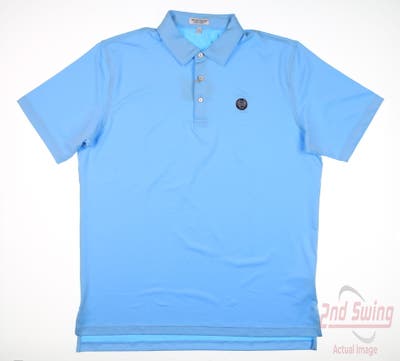 New W/ Logo Mens Peter Millar Golf Polo Large L Blue MSRP $100