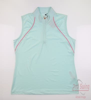 New Womens EP Pro Sleeveless Polo Large L Waterlily Blue MSRP $80