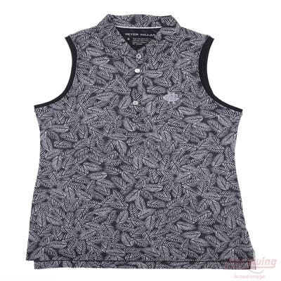 New W/ Logo Womens Peter Millar Sleeveless Polo X-Small XS Black MSRP $99