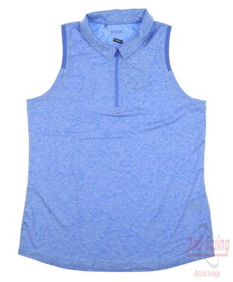 New Womens Under Armour Golf Sleeveless Polo Large L Blue MSRP $60