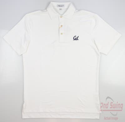 New W/ Logo Mens Peter Millar Golf Polo Small S White MSRP $105