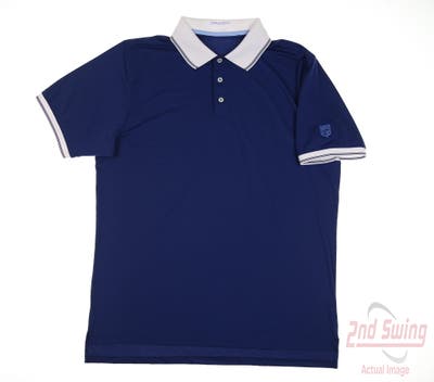 New W/ Logo Mens B. Draddy Polo Large L Navy Blue MSRP $120
